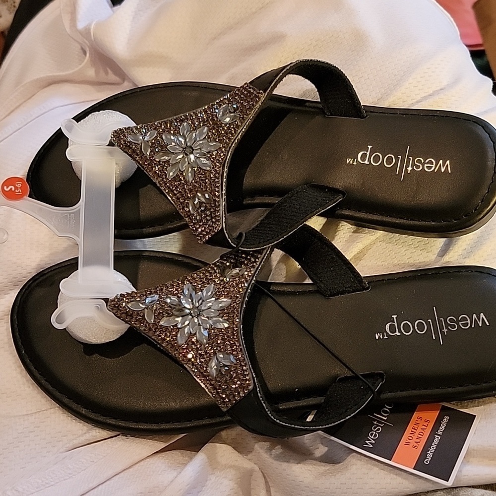 Westloop Women's Strap Sandals with Decorative Sequins and Beads